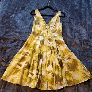 Lime green floral print retro vintage summer dress